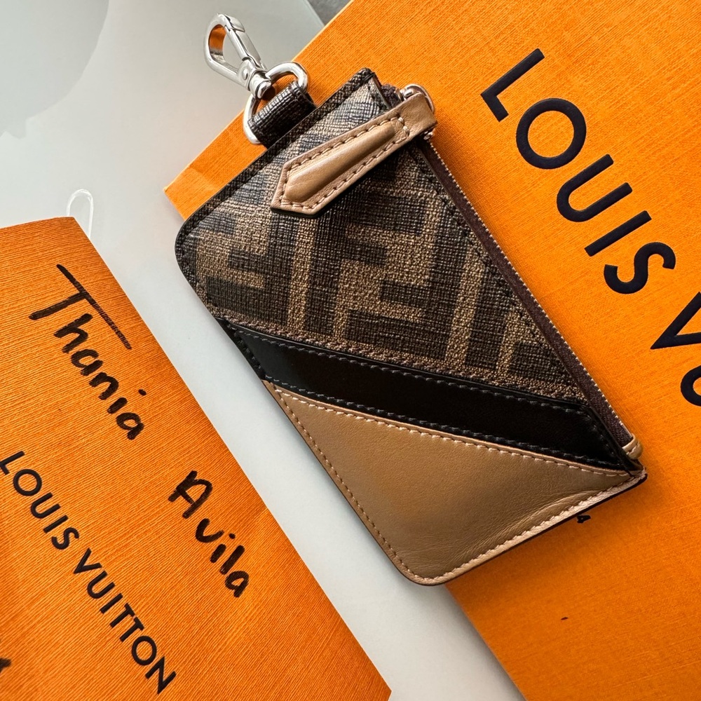 Fendi brown card holder